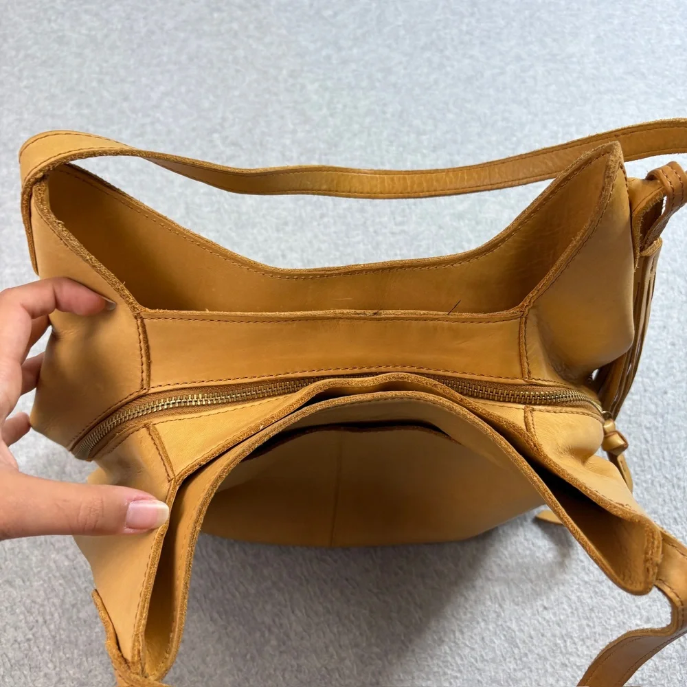Margot Leather Hobo Purse Women Tan Large Slouch Shoulder Tassel Boho Heritage